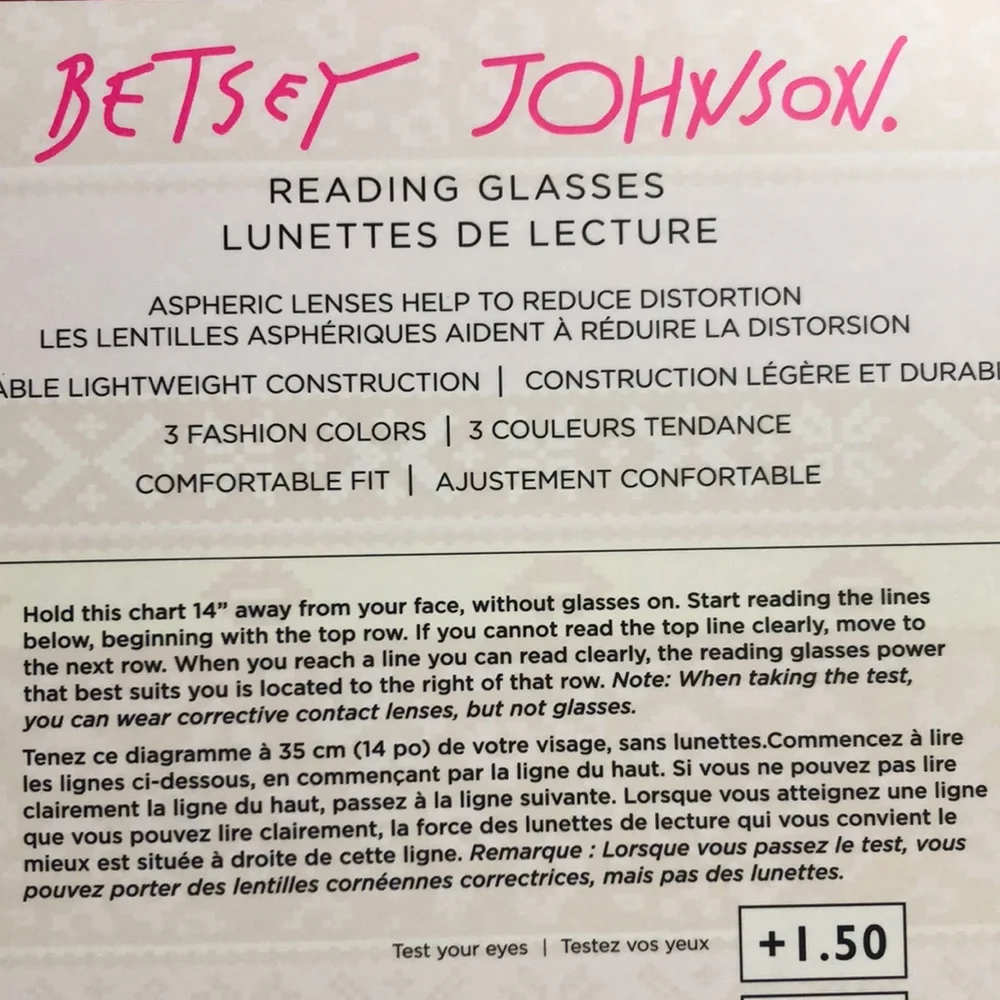 Betsey Johnson Reading Glasses 2.00